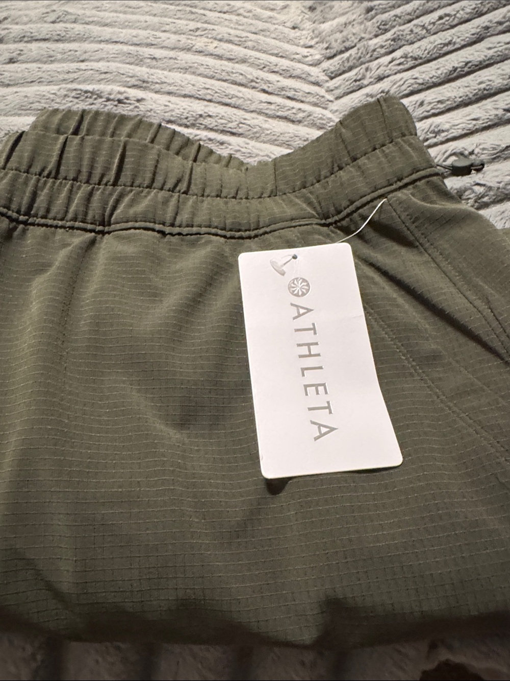 Athleta Olive Ribbed Track Pants with Elastic Waist - Picture 5 of 5